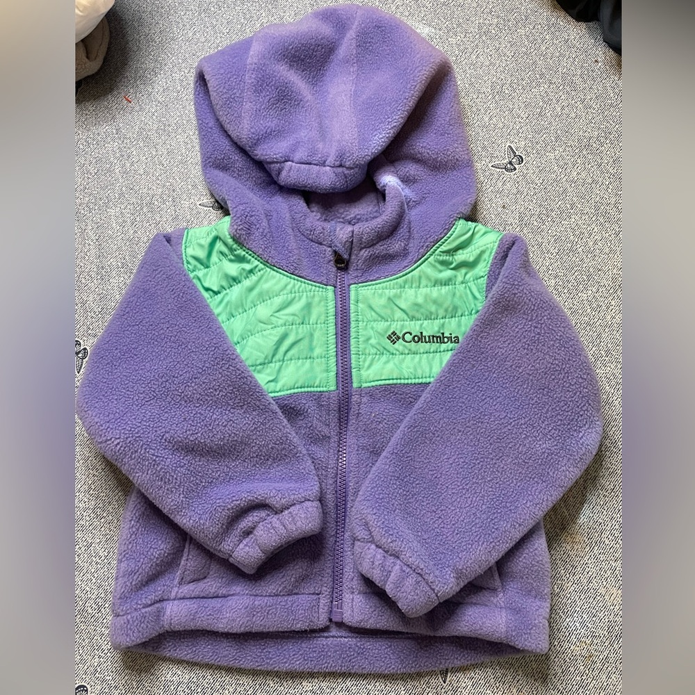Columbia Fleece Full Zip Jacket Purple And Green Toddler 12 Months